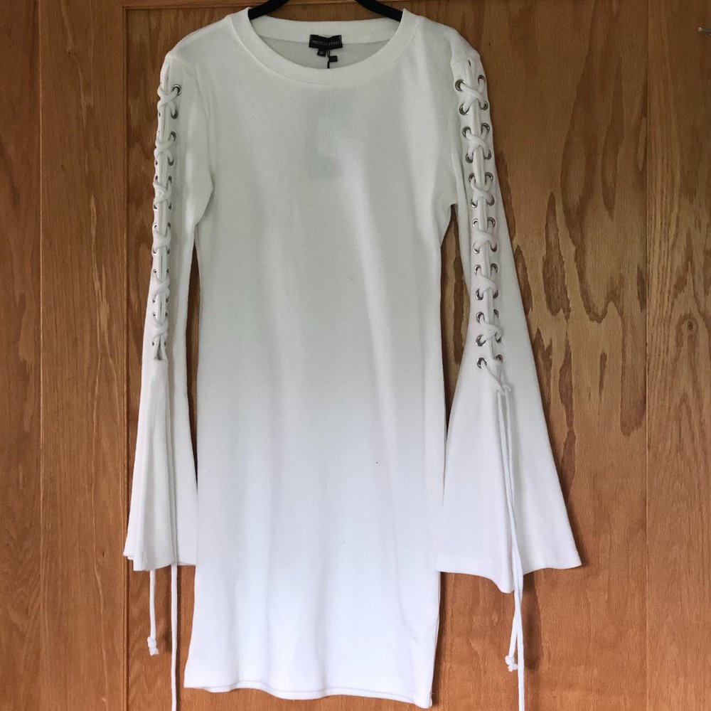 Bodycon Dress With Lace Up Sleeves